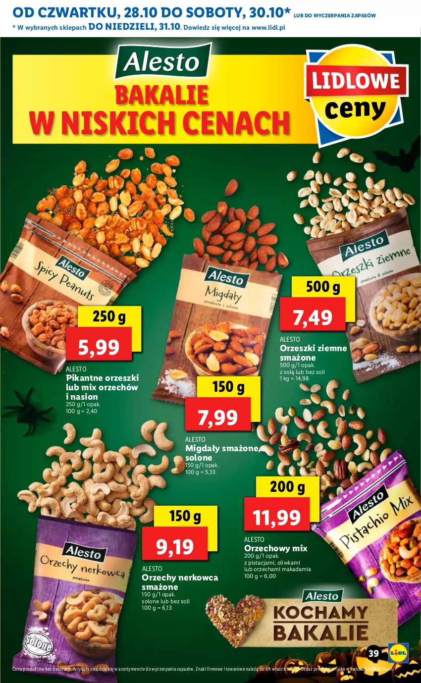 Gazetka promocyjna Lidl - GAZETKA - ważna 28.10 do 31.10.2021 - strona 39 - produkty: Migdały, Orzeszki, Orzeszki ziemne