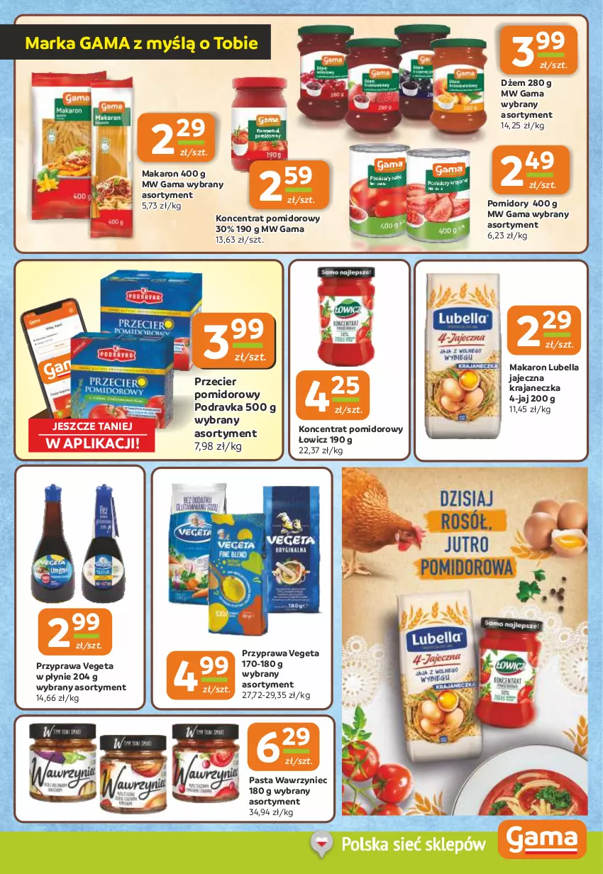 Gazetka promocyjna Gama - Gazetka Gama - ważna 04.09 do 16.09.2025 - strona 7 - produkty: Bell, Bella, Dżem, Koncentrat pomidorowy, Lubella, Makaron, Podravka, Pomidory, Vegeta
