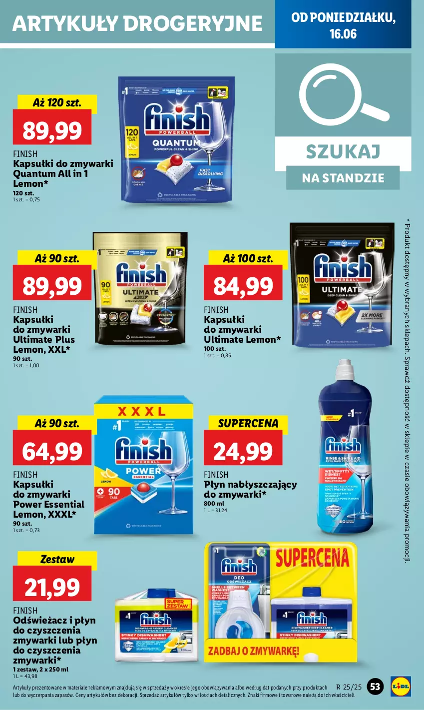 Gazetka promocyjna Lidl - GAZETKA - ważna 16.06 do 18.06.2025 - strona 63 - produkty: Finish, Płyn nabłyszczający, Zmywarki