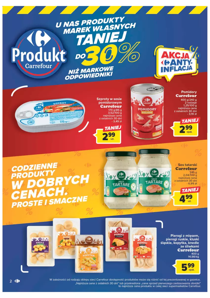 Gazetka promocyjna Carrefour - Gazetka Marki własne Carrefour - ważna 10.01 do 29.01.2023 - strona 2 - produkty: Knedle, Kopytka, Pierogi, Sos