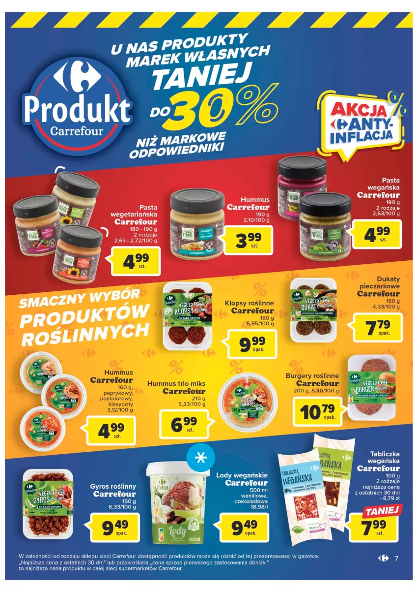 Gazetka promocyjna Carrefour - Gazetka Marki własne Carrefour - ważna 10.01 do 29.01.2023 - strona 7 - produkty: Burger, Groch, Gyros, Hummus, Lody, Mus, Piec