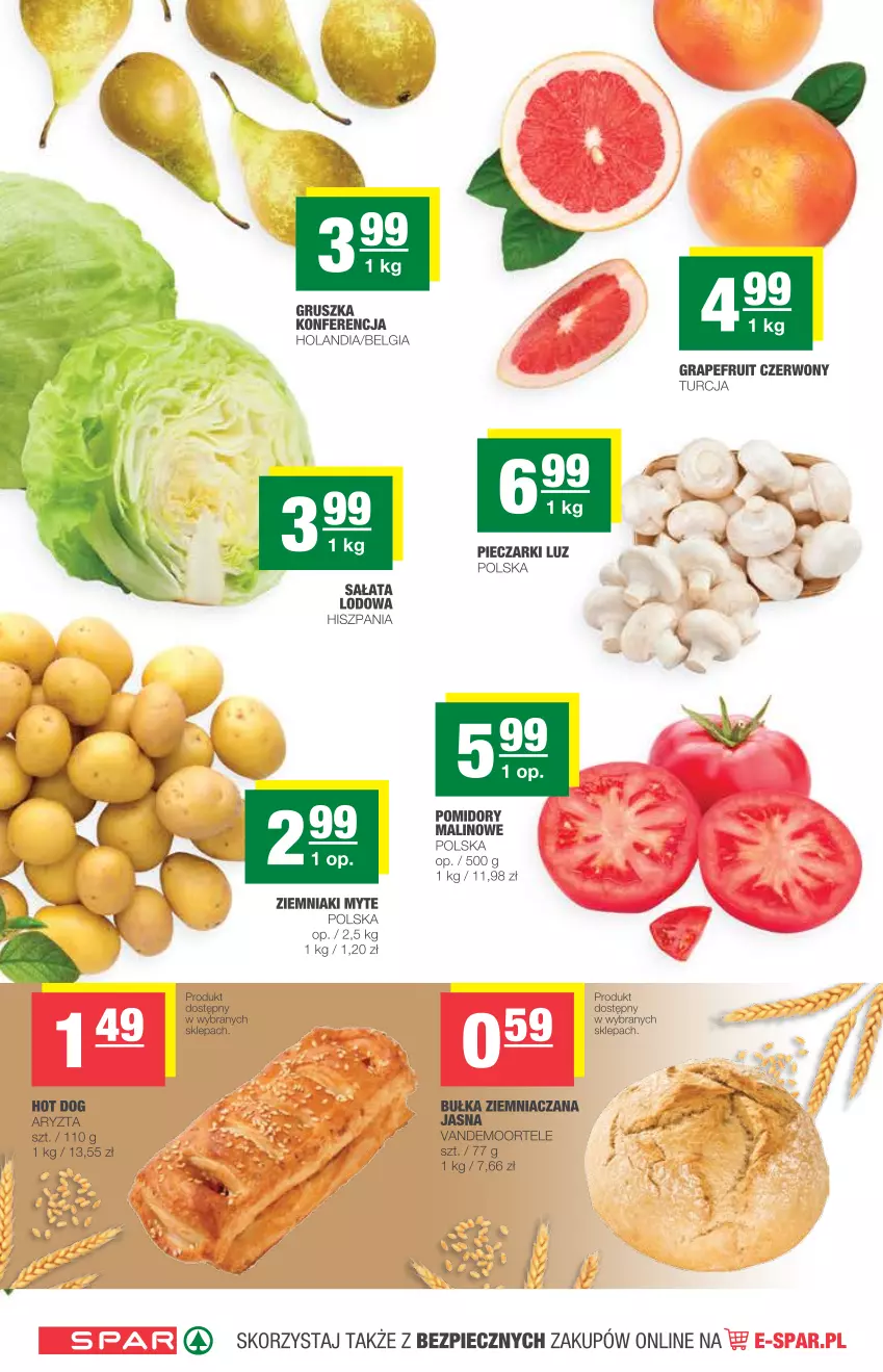 Gazetka promocyjna Spar - Spar - ważna 21.04 do 27.04.2021 - strona 2 - produkty: Bułka, Gra, Hot dog, LG, Piec, Pomidory, Sałat, Ziemniaki