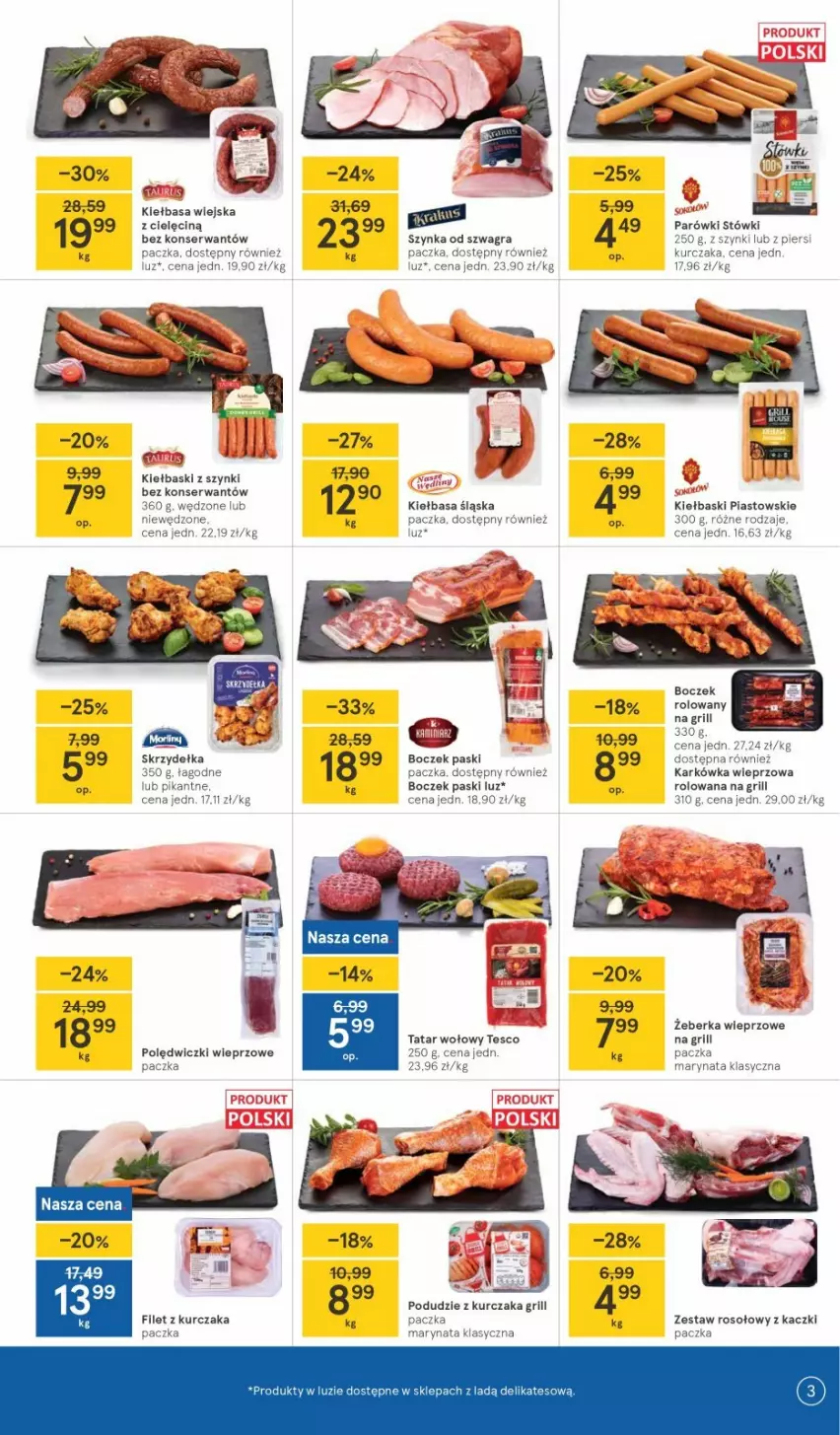 Gazetka promocyjna Tesco - Tesco gazetka - aktualna - ważna 10.06 do 16.06.2021 - strona 3 - produkty: Boczek, Gra, Grill, Karkówka wieprzowa, Kurczak, Parówki, Podudzie z kurczaka, Ser, Szynka, Zestaw rosołowy z kaczki