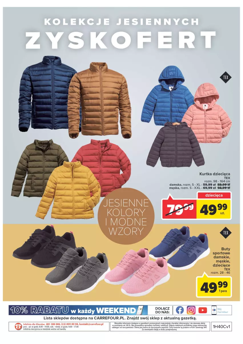 Gazetka promocyjna Carrefour - Gazetka Jesień trendy niesie - ważna 04.10 do 15.10.2022 - strona 24 - produkty: Buty, Dzieci, Kurtka, Kurtka dziecięca, Por, Saska, Sport