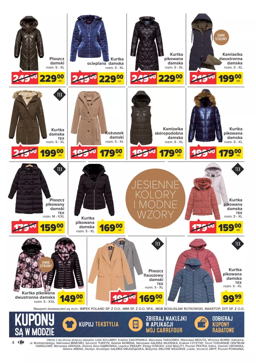 Gazetka promocyjna Carrefour - Gazetka Jesień trendy niesie - ważna 04.10 do 15.10.2022 - strona 4 - produkty: Gry, Kamizelka, Klej, Kurtka, LANA, Płaszcz, Rum, Top