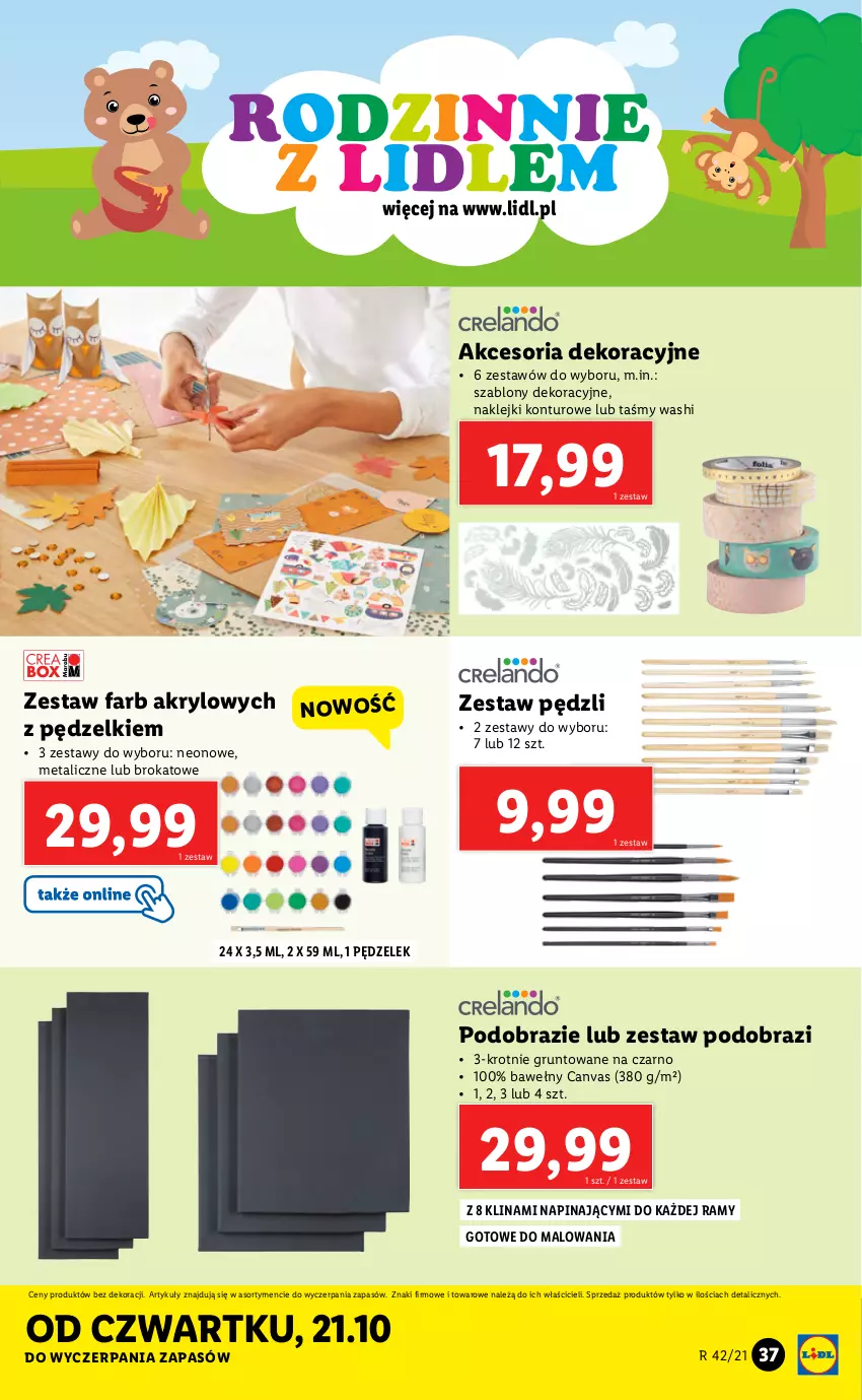 Gazetka promocyjna Lidl - GAZETKA - ważna 18.10 do 24.10.2021 - strona 37 - produkty: Fa, Grunt, Klej, Obraz, Zestaw pędzli