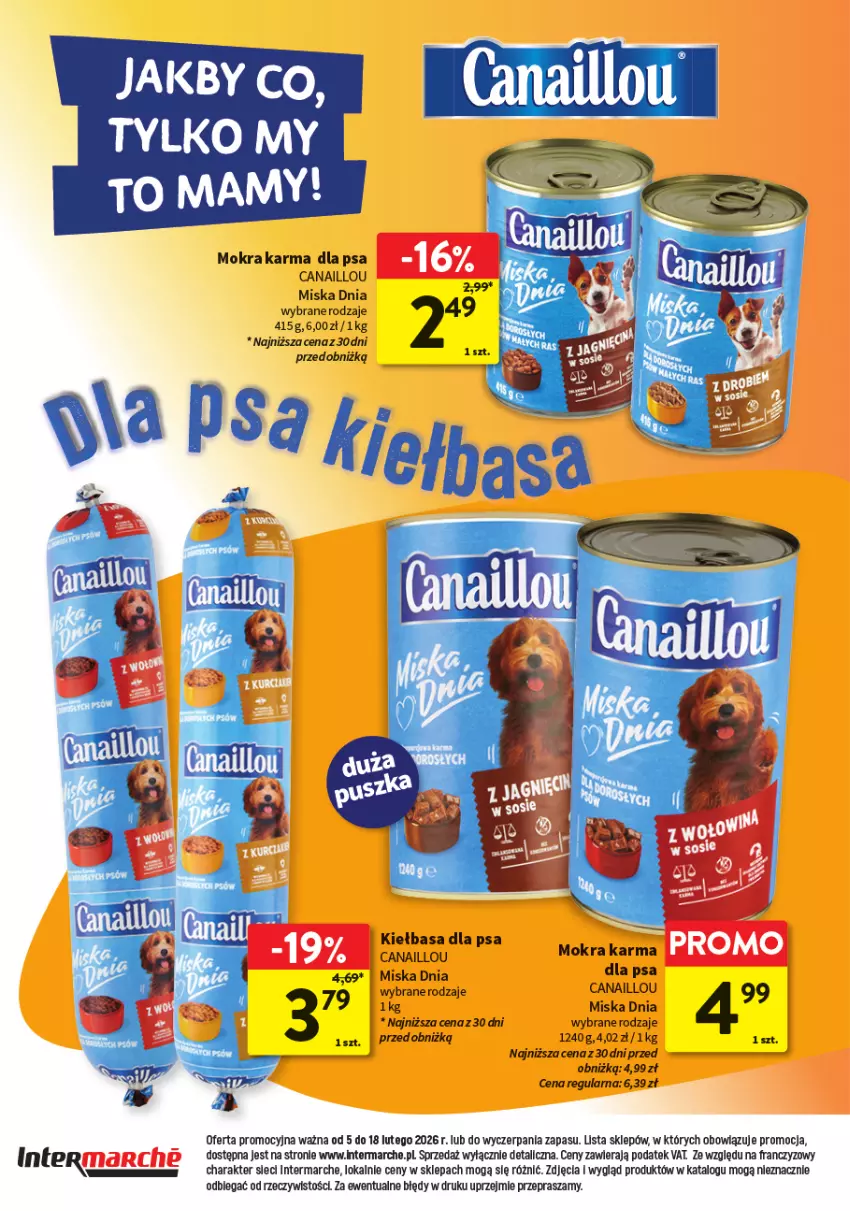 Gazetka promocyjna Intermarche - Gazetka Intermarche - ważna 05.02 do 18.02.2026 - strona 12 - produkty: Canaillou, Kiełbasa, LG, Miska, Mokra karma