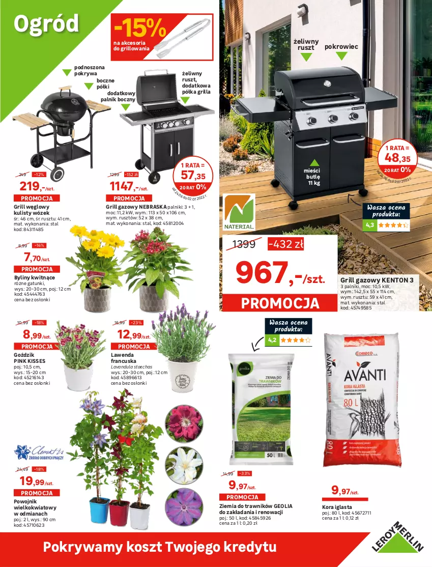 Gazetka promocyjna Leroy Merlin - Gazetka Leroy Merlin - ważna 24.06 do 12.07.2022 - strona 17 - produkty: Drzwi, Grill, Grill gazowy, Klamka, Kosz, LG, Malibu, Ogród, Pokrowiec, Pokrywa, Półka, Por, Ser, Sok, Wózek