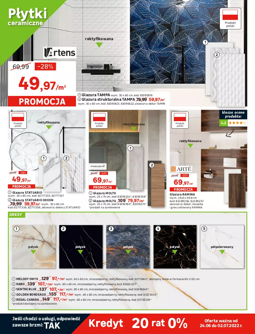 Gazetka promocyjna Leroy Merlin - Gazetka Leroy Merlin - ważna 24.06 do 12.07.2022 - strona 8 - produkty: Bordeaux, Glazura, Gra, Gres, Gres szkliwiony, Kosz, Lazur, Lody, Mus, Płytka, Pokrywa, Por, Top