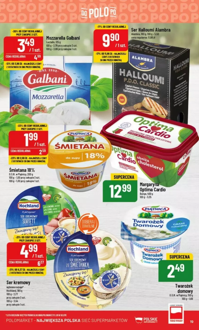 Gazetka promocyjna PoloMarket - ważna 23.08 do 29.08.2023 - strona 11 - produkty: Galbani, Hochland, Mozzarella, Optima, Optima Cardio, Ser