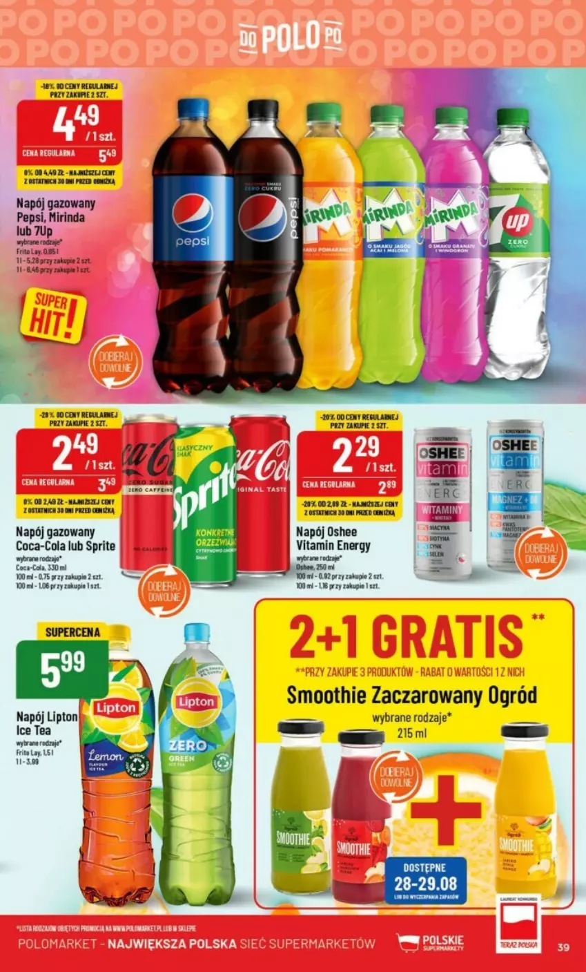 Gazetka promocyjna PoloMarket - ważna 23.08 do 29.08.2023 - strona 33 - produkty: 7up, Coca-Cola, Ice tea, Lipton, Mirinda, Napój, Napój gazowany, Noż, Ogród, Oshee, Pepsi, Sprite