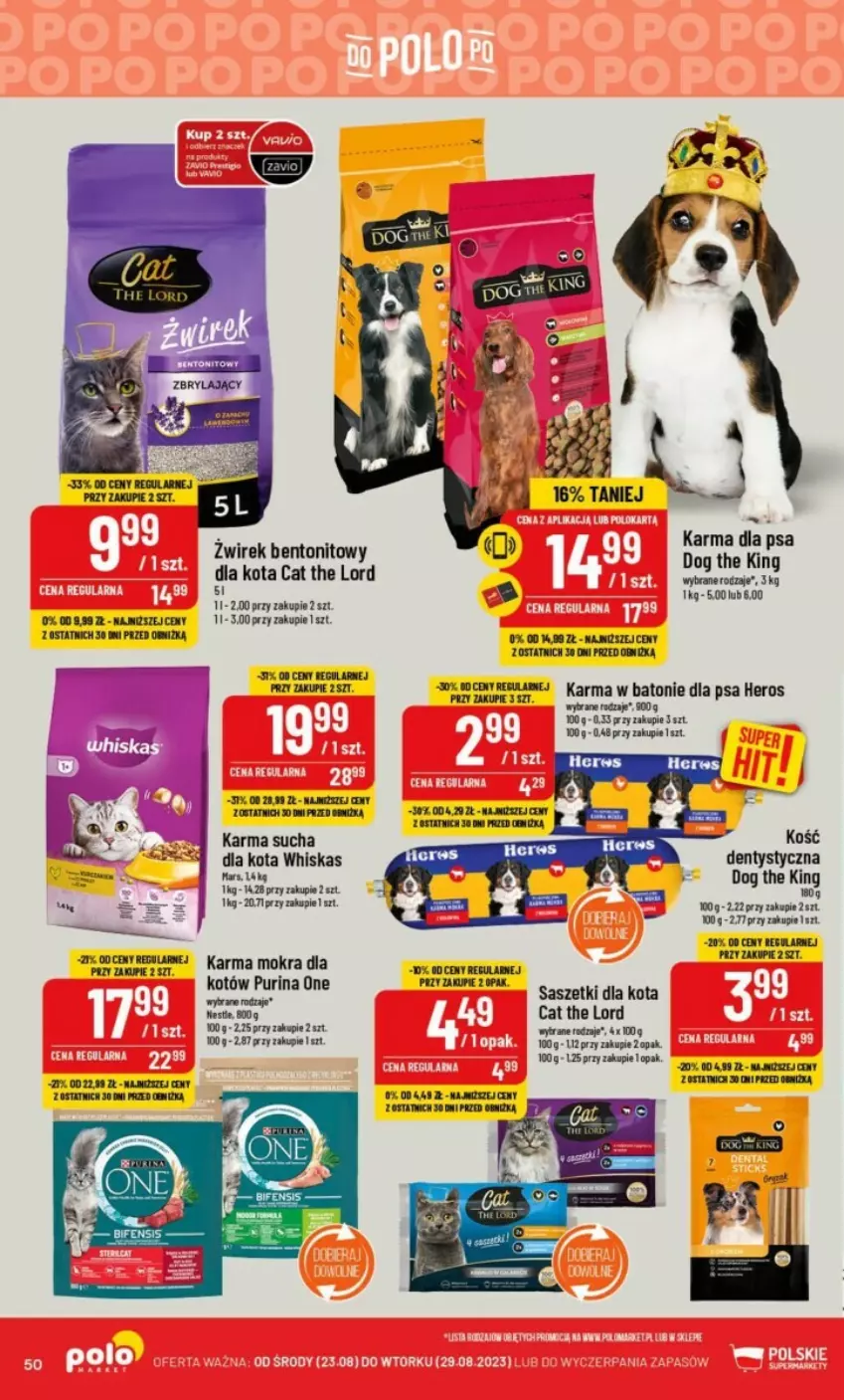 Gazetka promocyjna PoloMarket - ważna 23.08 do 29.08.2023 - strona 46 - produkty: Baton, Karma mokra dla kotów, Mars, Pur, Purina, Tran, Whiskas