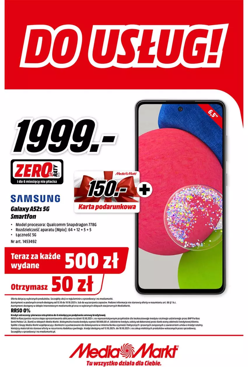 Gazetka promocyjna Media Markt - Gazetka Media Markt - ważna 13.10 do 19.10.2021 - strona 1 - produkty: Fa, Gala, HP, Kosz, Procesor, Smartfon, Sprzedawcy, Top