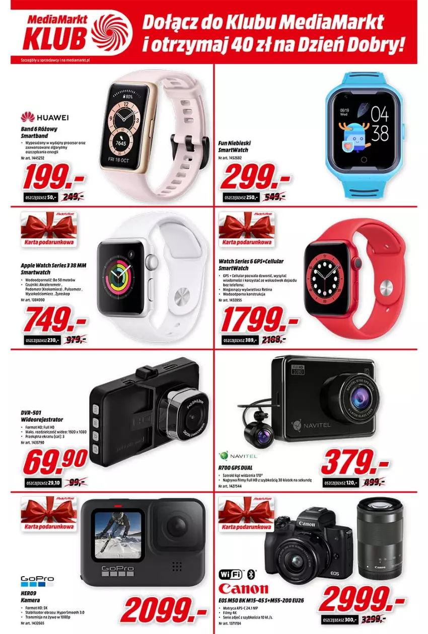 Gazetka promocyjna Media Markt - Gazetka Media Markt - ważna 13.10 do 19.10.2021 - strona 3 - produkty: Fa, GoPro, Huawei, Kamera, Por, Ser, Smartband, Smartwatch, Sok, Wideorejestrator