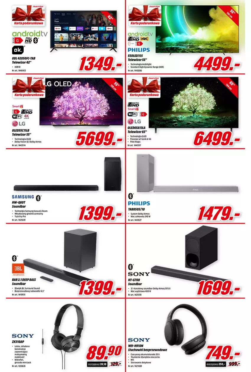 Gazetka promocyjna Media Markt - Gazetka Media Markt - ważna 13.10 do 19.10.2021 - strona 5 - produkty: Akumulator, Cif, Gry, LG, Mobil, Philips, Samsung, Słuchawki, Słuchawki bezprzewodowe, Sony, Telewizor