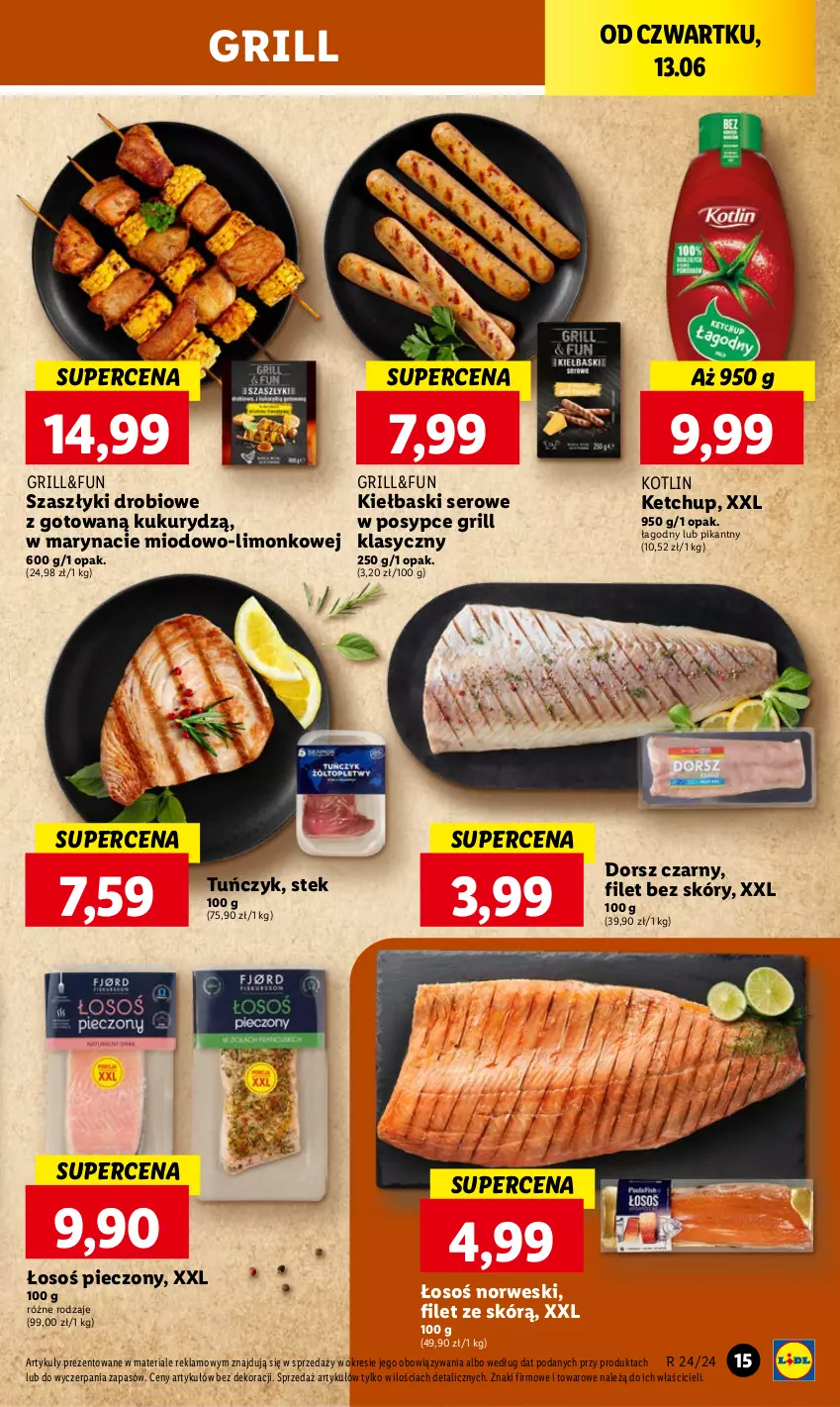 Gazetka promocyjna Lidl - GAZETKA - ważna 13.06 do 15.06.2024 - strona 19 - produkty: Dorsz, Grill, Ketchup, Kotlin, Piec, Ser, Stek, Tuńczyk