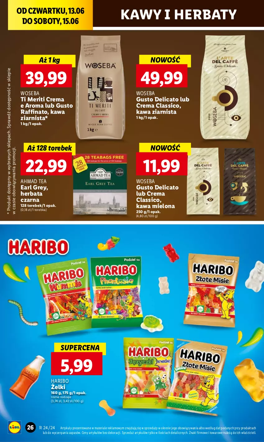 Gazetka promocyjna Lidl - GAZETKA - ważna 13.06 do 15.06.2024 - strona 34 - produkty: Earl Grey, Haribo, Herbata, Herbata czarna, Kawa, Kawa mielona, Kawa ziarnista, Torebka, Woseba