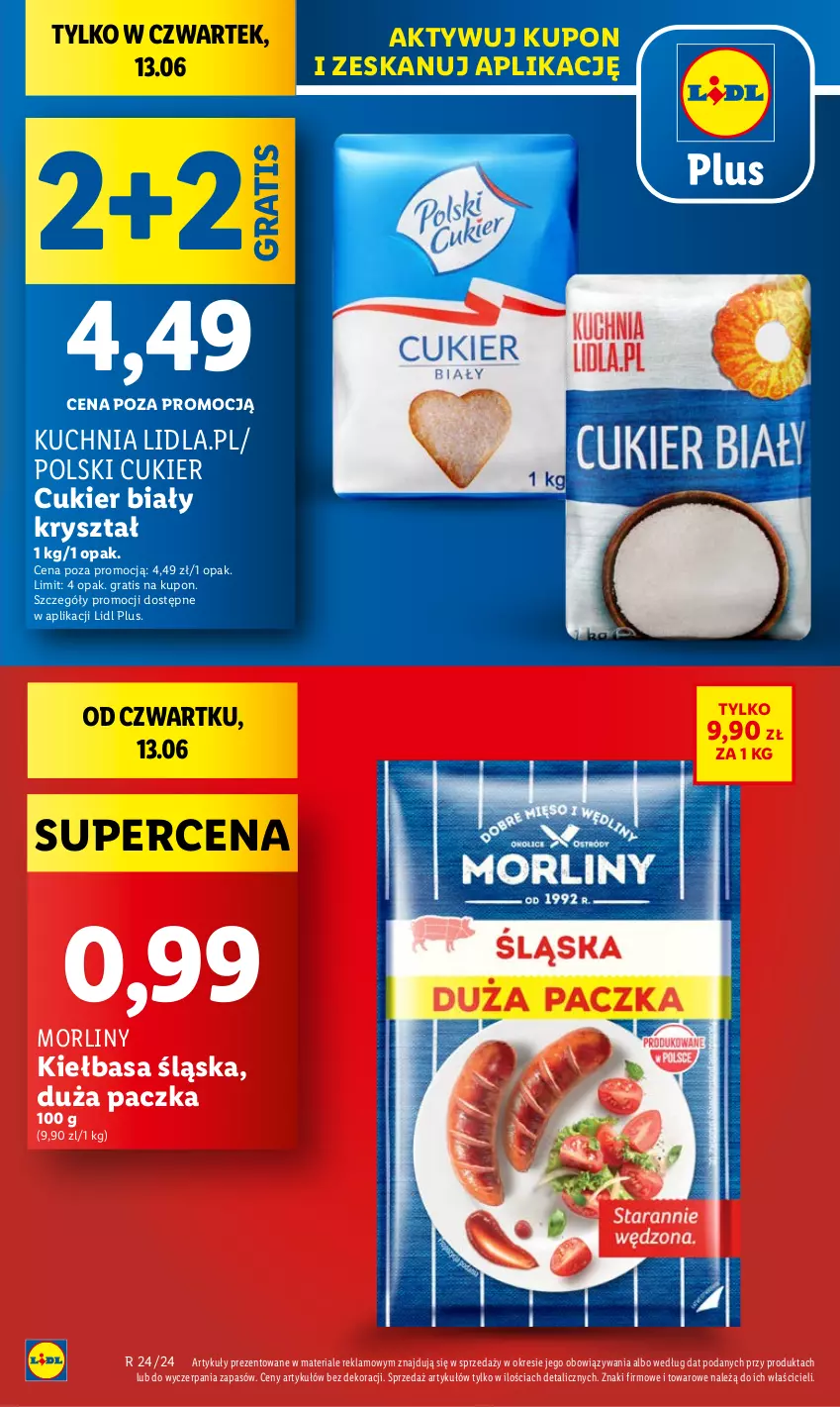 Gazetka promocyjna Lidl - GAZETKA - ważna 13.06 do 15.06.2024 - strona 4 - produkty: Cukier, Gra, Kiełbasa, Kiełbasa śląska, Kuchnia, Morliny