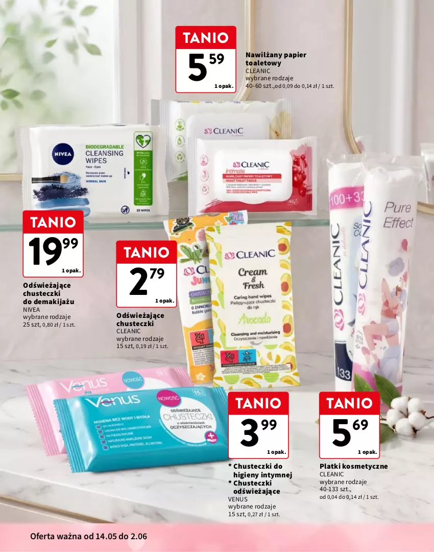 Gazetka promocyjna Intermarche - Gazetka Intermarche - ważna 14.05 do 02.06.2026 - strona 10 - produkty: Chusteczki, Chusteczki do higieny, Cleanic, Krem do depilacji, Makijaż, Maszynka, Maszynka do golenia, Melon, Nawilżany papier, Nivea, Papier, Papier toaletowy, Peeling, Perfecta, Plastry do depilacji, Sensual, Szynka, Venus