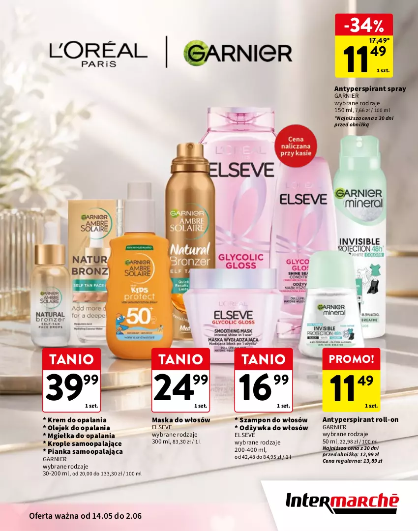 Gazetka promocyjna Intermarche - Gazetka Intermarche - ważna 14.05 do 02.06.2026 - strona 3 - produkty: Antyperspirant, Balsam do ciała, Bielenda, Elseve, Garnier, Karp, Krem do stóp, Krem do twarzy, Maska, Maska do włosów, Odżywka, Olej, Rum, Ser, Serum, Serum do stóp, Szampon