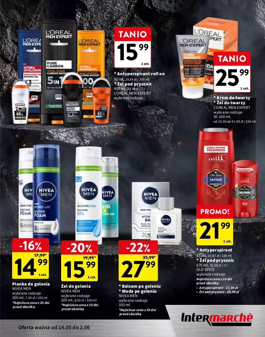 Gazetka promocyjna Intermarche - Gazetka Intermarche - ważna 14.05 do 02.06.2026 - strona 7 - produkty: Antyperspirant, Balsam do ciała, Balsam po goleniu, Fa, Krem do twarzy, Krem na dzień, Krem na noc, Makijaż, Mars, Mleczko, Mleczko do ciała, Nivea, Nivea Men, Old Spice, Pianka do golenia, Płyn micelarny, Tonik, Tonik do twarzy, Woda, Woda po goleniu
