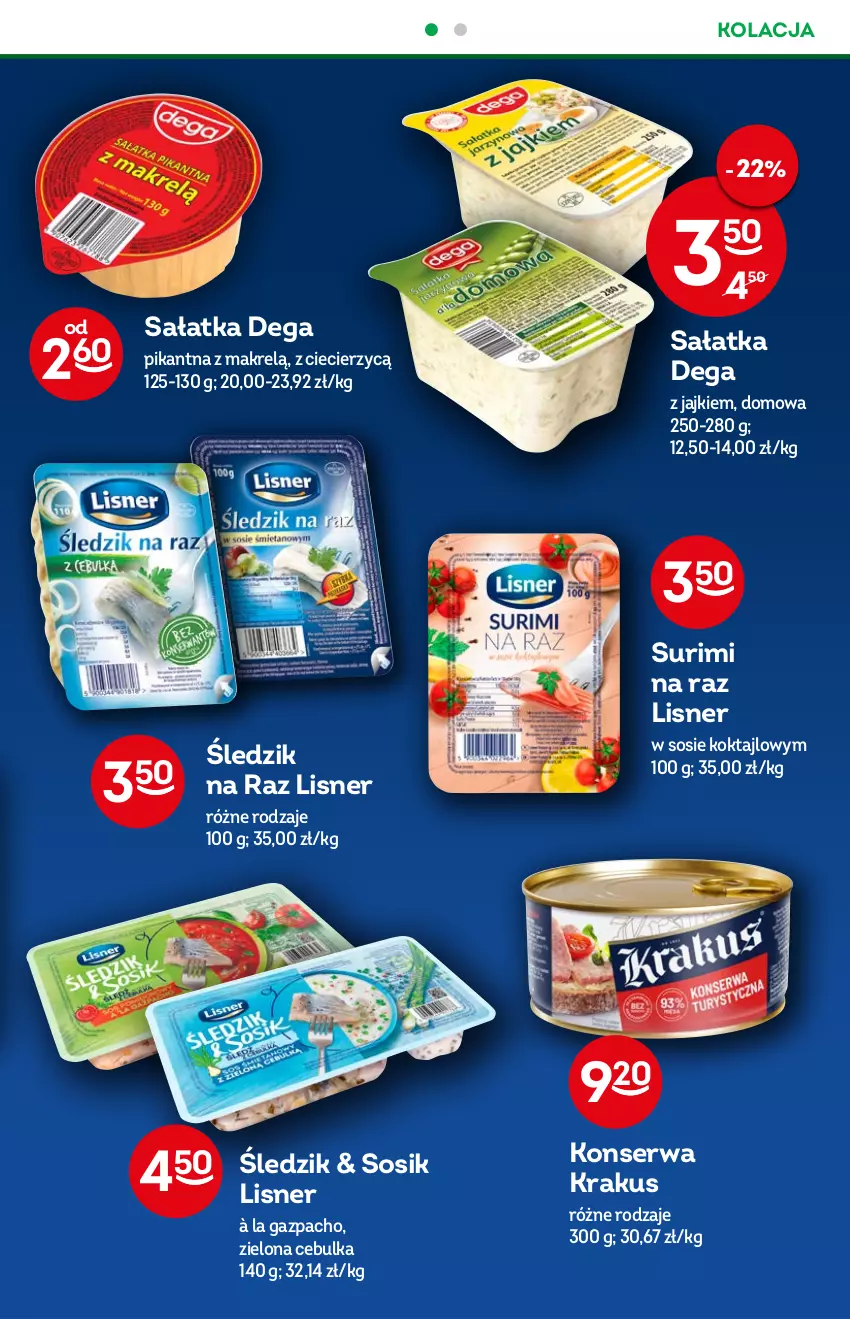 Gazetka promocyjna Żabka - ważna 31.08 do 06.09.2022 - strona 49 - produkty: Dega, Grill, Krakus, Lisner, Makrelą, Sałat, Sałatka, Ser, Sos, Surimi