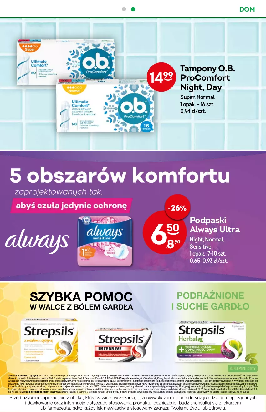 Gazetka promocyjna Żabka - ważna 31.08 do 06.09.2022 - strona 51 - produkty: Always, Always Ultra, O.B., Podpaski, Tampony