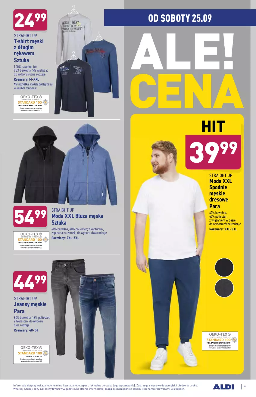 Gazetka promocyjna Aldi - OKAZJE DLA CIEBIE I DOMU - ważna 22.09 do 25.09.2021 - strona 9 - produkty: Bluza, Dres, Moda, Spodnie, T-shirt, Wełna