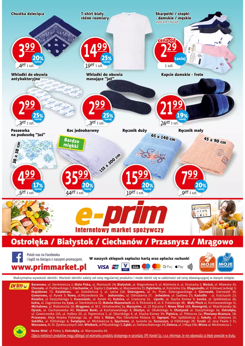 Gazetka promocyjna Prim Market - Gazetka - ważna 02.09 do 08.09.2021 - strona 16 - produkty: Dzieci, Fa, Kapcie, Karp, Koc, Poszewka, Ręcznik, Skarpetki, Sok, T-shirt, Top, Wkładki