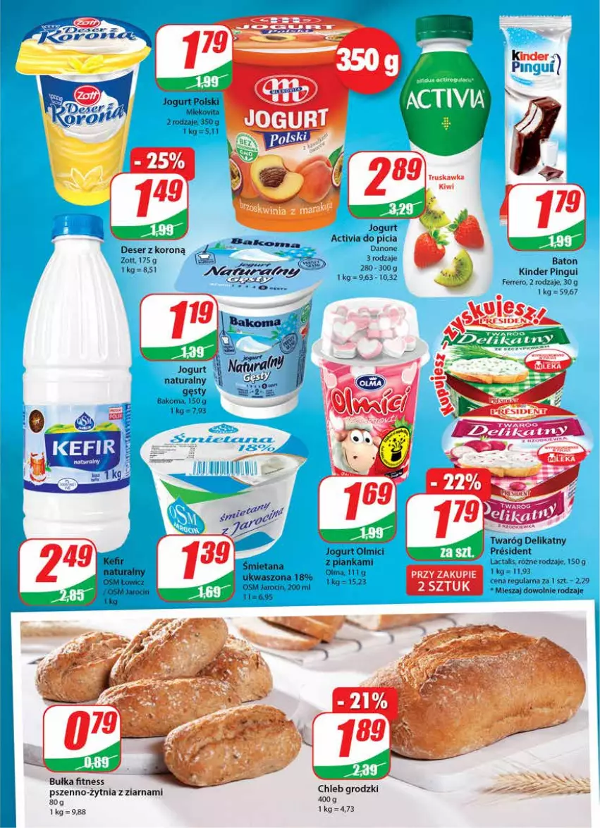 Gazetka promocyjna Dino - Gazetka - ważna 01.09 do 07.09.2021 - strona 11 - produkty: Activia, Bakoma, Bułka, Bułka fitness, Ferrero, Jogurt, Kinder, Kiwi, Twaróg, Twaróg delikatny