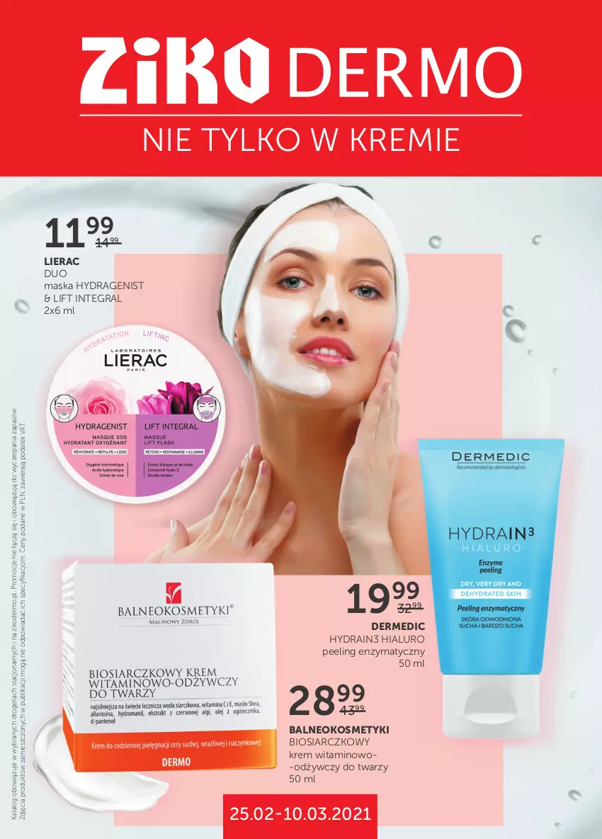 Gazetka promocyjna Ziko - ważna 25.02 do 10.03.2021 - strona 1 - produkty: Dermedic, Gra, Lierac, Maska, Peeling