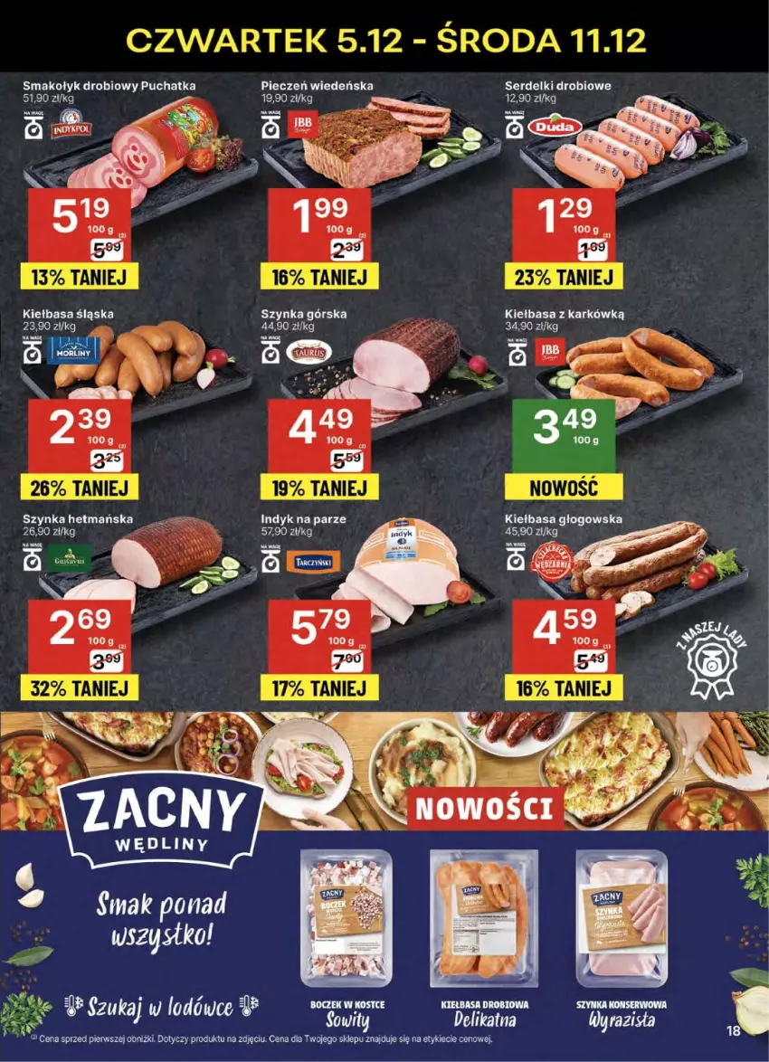 Gazetka promocyjna Delikatesy Centrum - NOWA GAZETKA Delikatesy Centrum od 5 grudnia! 5-11.12.2024 - ważna 05.12 do 11.12.2024 - strona 18 - produkty: Kiełbasa, Kiełbasa głogowska, Kiełbasa śląska, Piec, Ser, Serdelki, Szynka