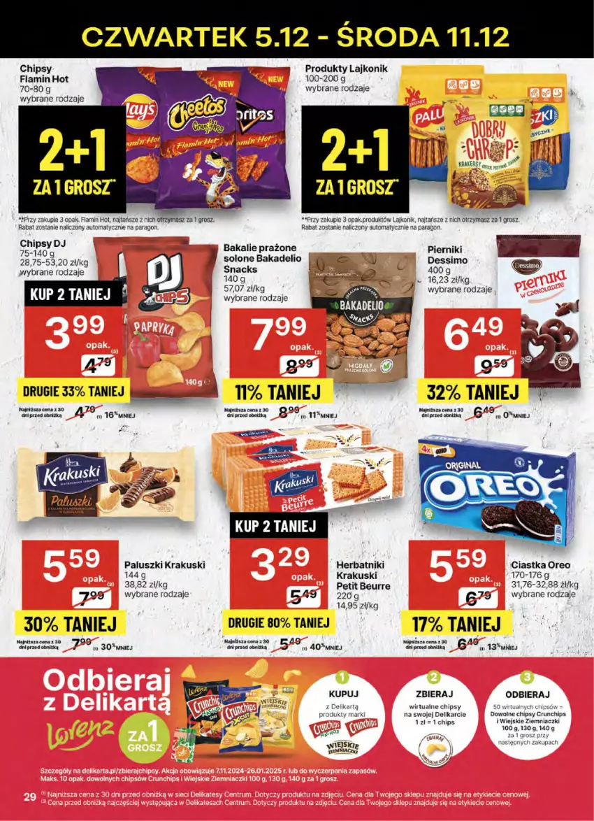 Gazetka promocyjna Delikatesy Centrum - NOWA GAZETKA Delikatesy Centrum od 5 grudnia! 5-11.12.2024 - ważna 05.12 do 11.12.2024 - strona 29 - produkty: Chipsy, Ciastka, Crunchips, Herbatniki, Krakersy, Krakus, Krakuski, Lajkonik, Oreo, Piernik