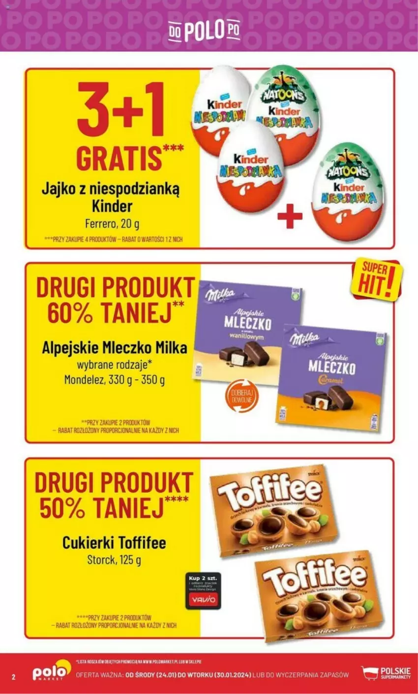 Gazetka promocyjna PoloMarket - ważna 24.01 do 30.01.2024 - strona 12 - produkty: Cukier, Cukierki, Ferrero, Gra, Kinder, Milka, Mleczko, Por, Toffifee