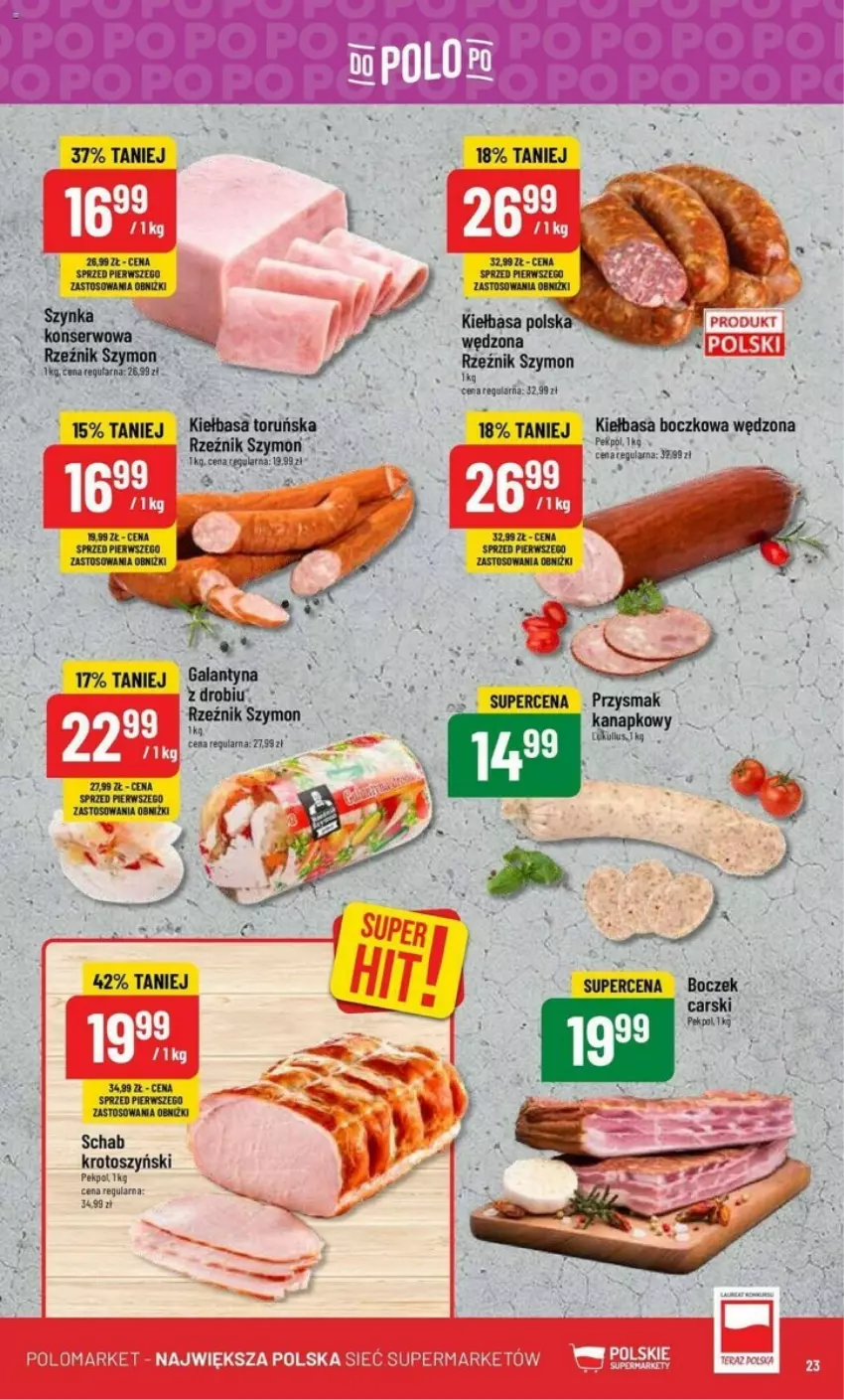 Gazetka promocyjna PoloMarket - ważna 24.01 do 30.01.2024 - strona 16 - produkty: Boczek, Cars, Kiełbasa, Pekpol, Ser, Szynka