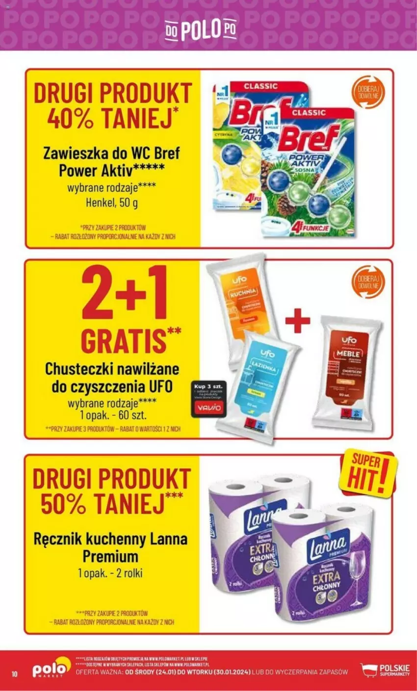 Gazetka promocyjna PoloMarket - ważna 24.01 do 30.01.2024 - strona 2 - produkty: Bref, Chusteczki, Gra, Por, Ręcznik, Ręcznik kuchenny, Rolki, Zawieszka do wc