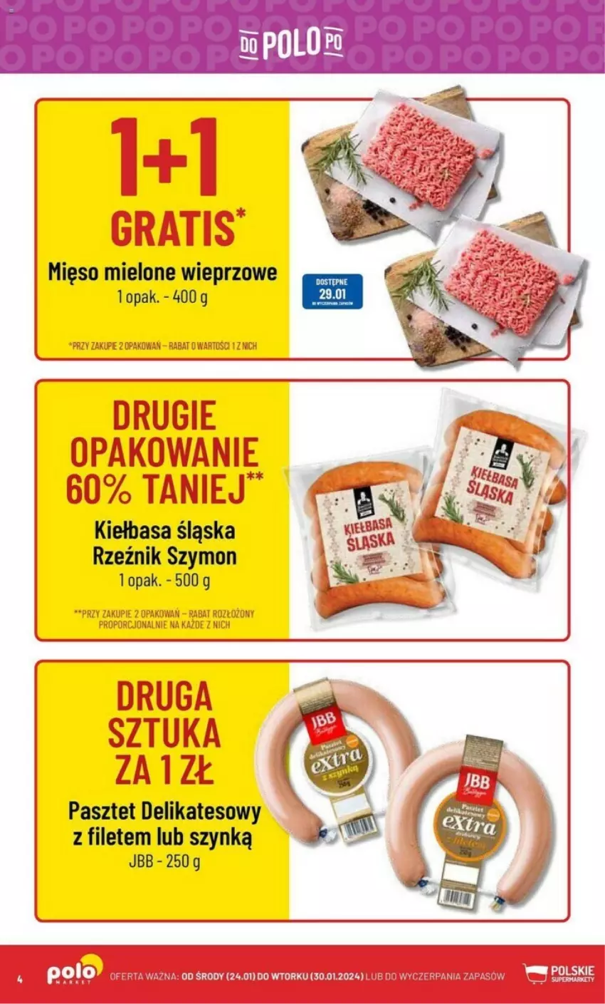 Gazetka promocyjna PoloMarket - ważna 24.01 do 30.01.2024 - strona 34 - produkty: Gra, Kiełbasa, Kiełbasa śląska, Mięso, Mięso mielone, Pasztet, Por