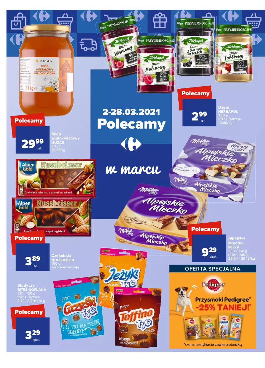 Gazetka promocyjna Carrefour - Gazetka Market - ważna 15.03 do 22.03.2021 - strona 20 - produkty: Czekolada, Dżem, Goplana, Herbapol, LANA, Milka, Miód, Mleczko, Ser