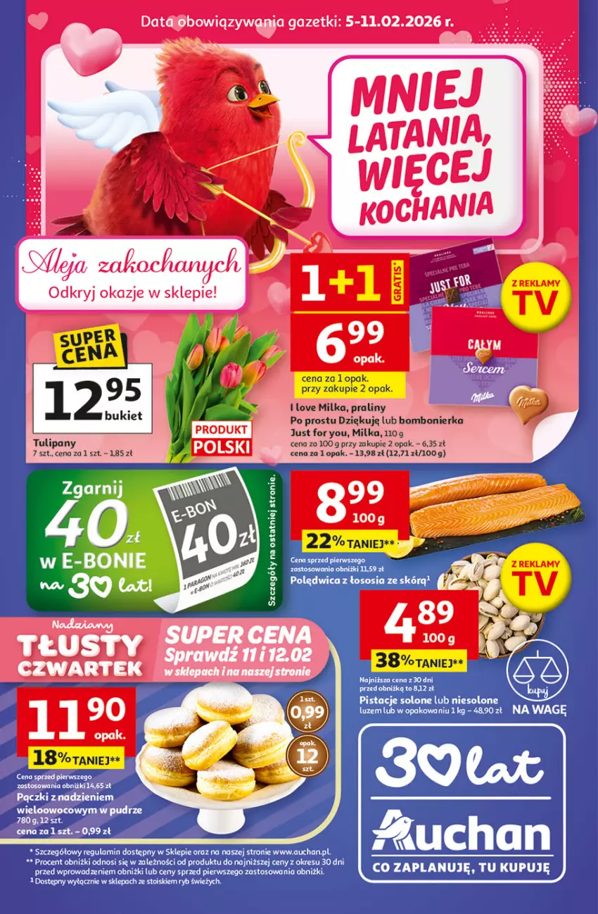 Gazetka promocyjna Auchan - Gazetka 30 Lat Supermarket Auchan Franczyza - ważna 05.02 do 11.02.2026 - strona 1 - produkty: Milka, Polędwica, Sos