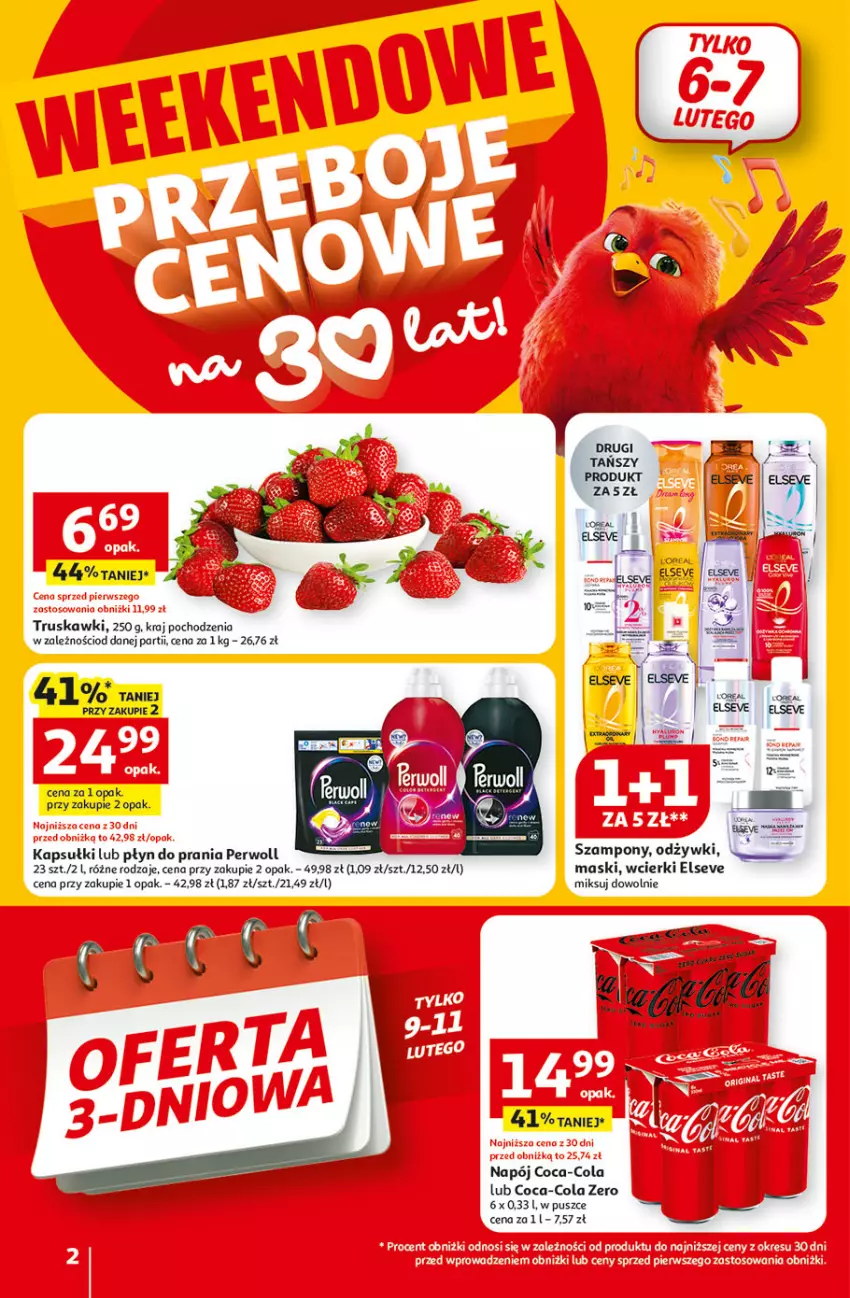 Gazetka promocyjna Auchan - Gazetka 30 Lat Supermarket Auchan Franczyza - ważna 05.02 do 11.02.2026 - strona 2 - produkty: Coca-Cola, Elseve, Napój, Perwoll, Szampon, Truskawki