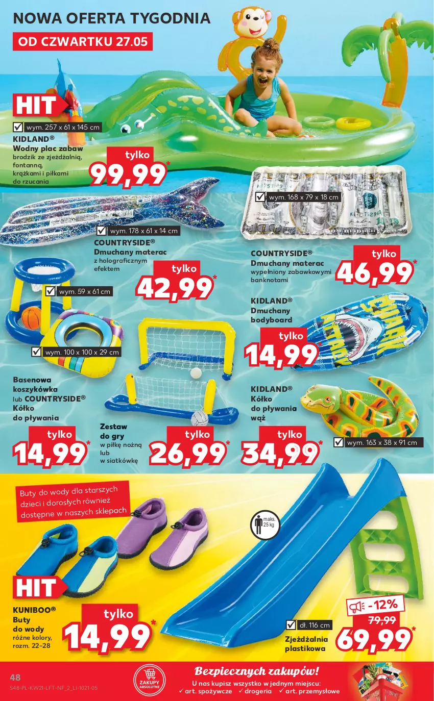 Gazetka promocyjna Kaufland - OFERTA TYGODNIA - ważna 27.05 do 01.06.2021 - strona 48 - produkty: Body, Brodzik, Buty, Buty do wody, Dzieci, Gra, Gry, Kosz, Materac, Noż, Piec, Tera