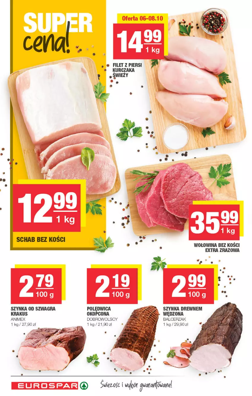 Gazetka promocyjna Spar - ważna 08.10 do 18.10.2021 - strona 8 - produkty: Gra, Krakus, Kurczak, Polędwica, Schab bez kości, Szynka, Wołowina, Wołowina bez kości