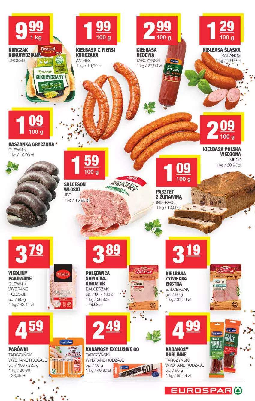 Gazetka promocyjna Spar - ważna 08.10 do 18.10.2021 - strona 9 - produkty: Gry, Kabanos, Kasza, Kaszanka, Kiełbasa, Kiełbasa śląska, Kindziuk, Kurczak, Olewnik, Parówki, Pasztet, Polędwica, Salceson, Tarczyński