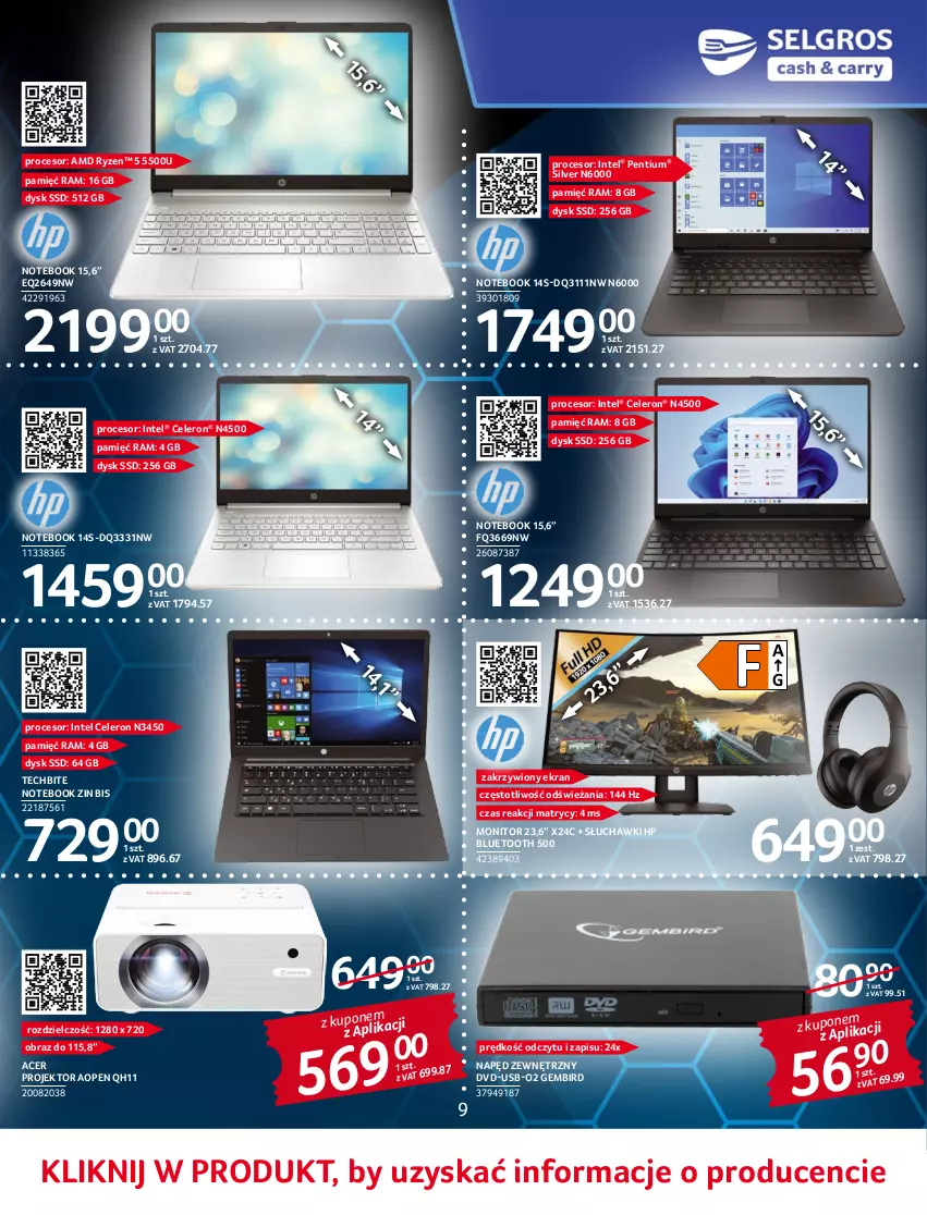 Gazetka promocyjna Selgros - Katalog Elektro - ważna 02.06 do 14.06.2022 - strona 9 - produkty: Acer, HP, Intel, Monitor, Notebook, Obraz, Pentium, Procesor, Słuchawki