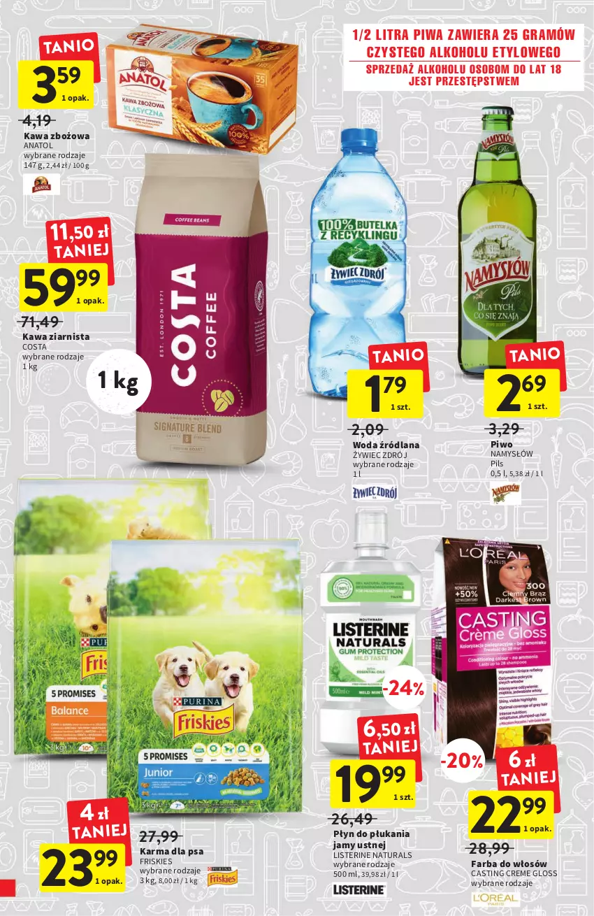 Gazetka promocyjna Intermarche - Gazetka Intermarche - ważna 18.08 do 24.08.2022 - strona 3 - produkty: Fa, Farba do włosów, Friskies, Gra, Kawa, Kawa zbożowa, Kawa ziarnista, LANA, Listerine, Namysłów, Piwa, Piwo, Płyn do płukania, Płyn do płukania jamy ustnej, Woda