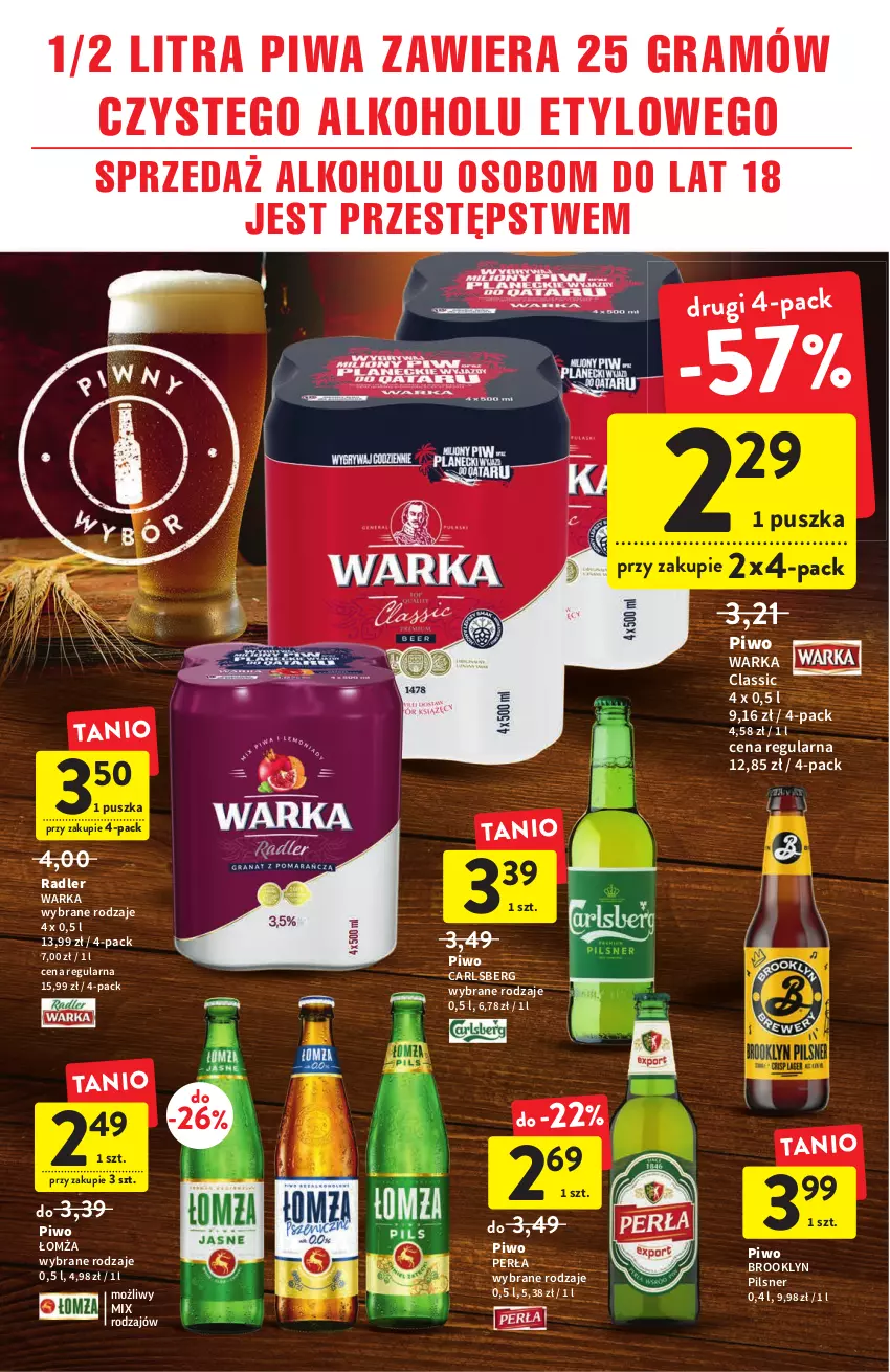 Gazetka promocyjna Intermarche - Gazetka Intermarche - ważna 18.08 do 24.08.2022 - strona 30 - produkty: Carlsberg, Gra, Perła, Piwa, Piwo, Radler, Warka