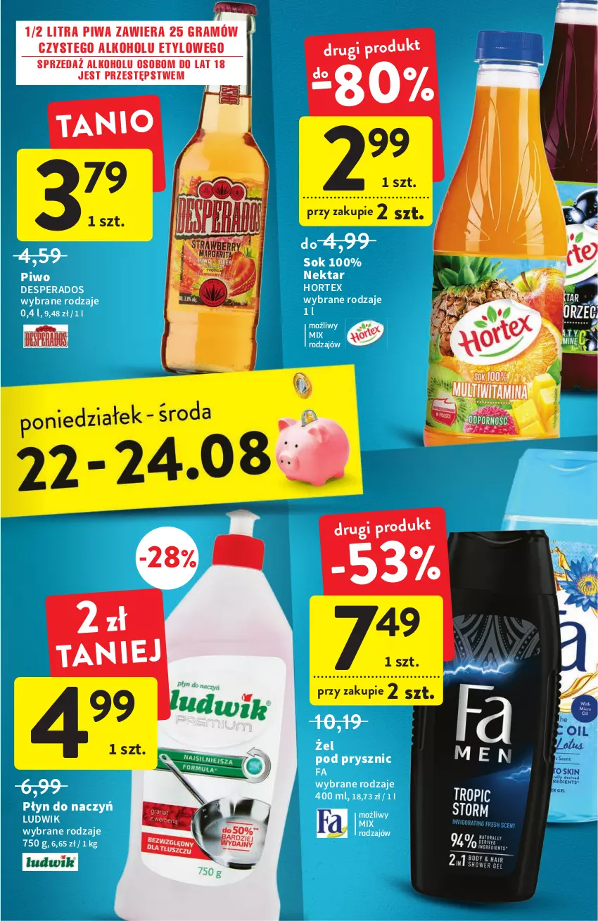 Gazetka promocyjna Intermarche - Gazetka Intermarche - ważna 18.08 do 24.08.2022 - strona 37 - produkty: Desperados, Fa, Gra, Hortex, Ludwik, Nektar, Piwa, Piwo, Sok