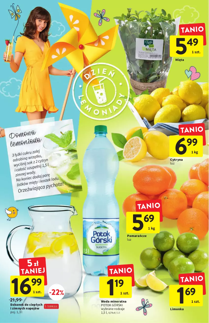 Gazetka promocyjna Intermarche - Gazetka Intermarche - ważna 18.08 do 24.08.2022 - strona 6 - produkty: Dzbanek, Limonka, Mięta, Pomarańcze, Woda, Woda mineralna