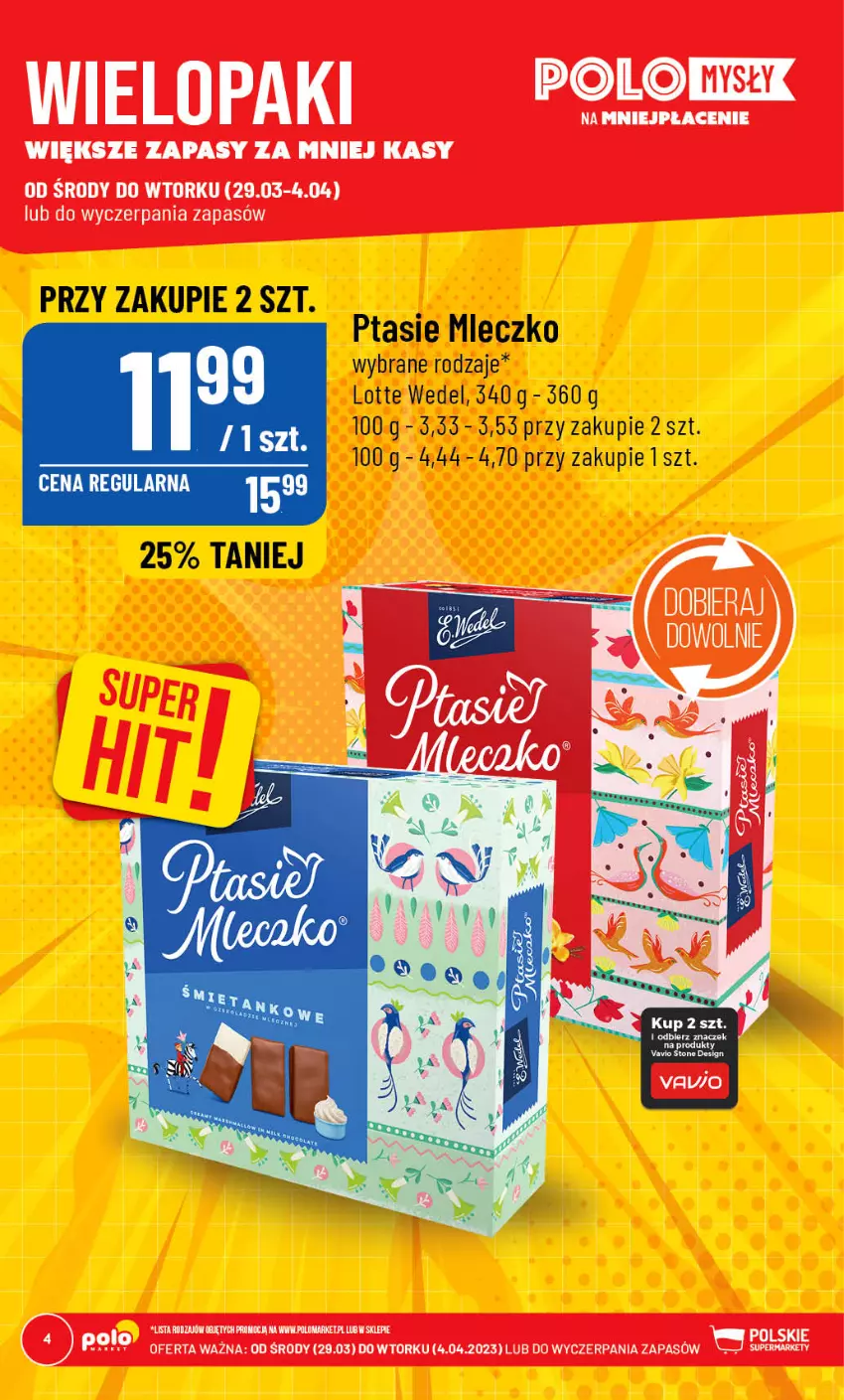 Gazetka promocyjna PoloMarket - Gazetka pomocyjna - ważna 29.03 do 04.04.2023 - strona 4 - produkty: Mleczko, Ptasie mleczko