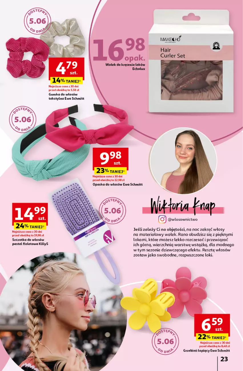 Gazetka promocyjna Auchan - Katalog Kosmetyczne inspiracje Hipermarket Auchan - ważna 23.05 do 26.06.2024 - strona 23 - produkty: Ewa Schmitt, Killys, Opaska, Opaska do włosów, Szczotka, Szczotka do włosów, Wałek